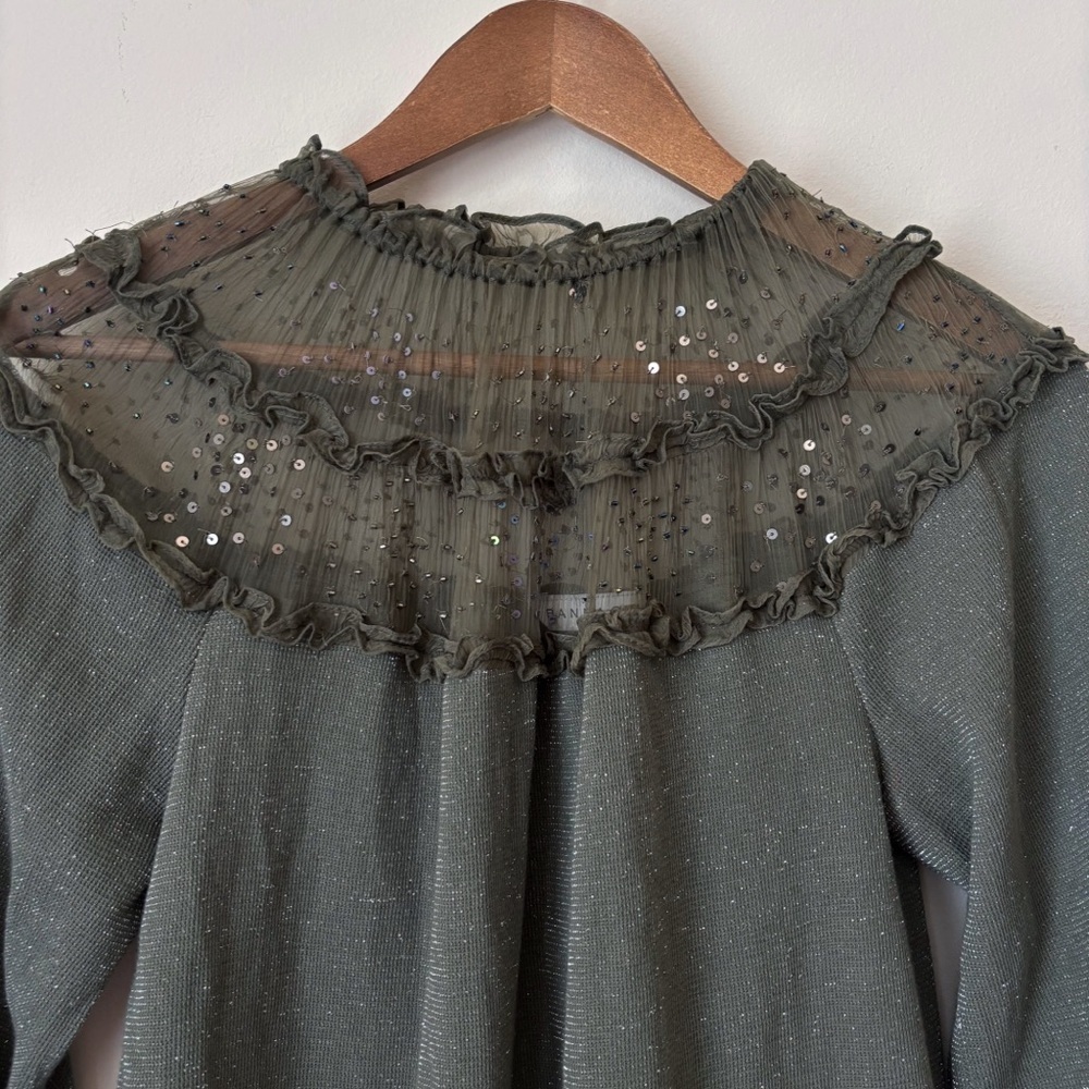 Ranna Gill Green Mesh Beaded Top XXS NEW NWT Anthropologie - Picture 3 of 8